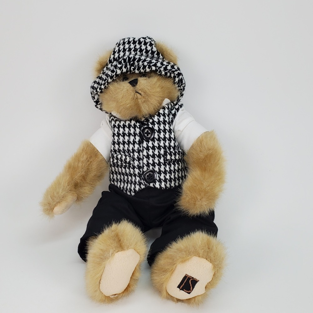 TS Teddy Bear Plush Houndstooth Vest Newsboy Cap Dapper Stuffed Animal 23"‎
